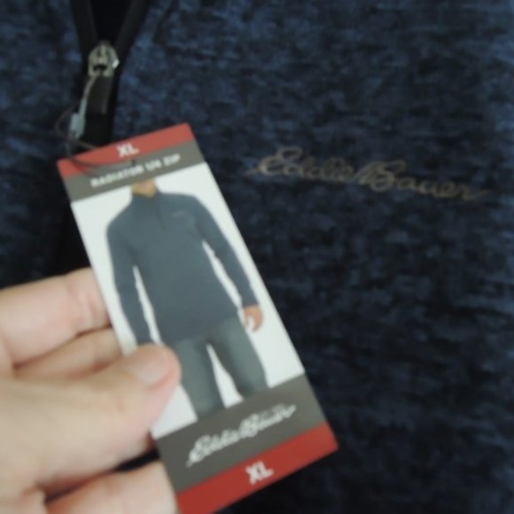 Mens Fleece Top Size XL Eddie Bauer Radiator 1/4 Zip Navy Heather Pullover NWT - Picture 2 of 9